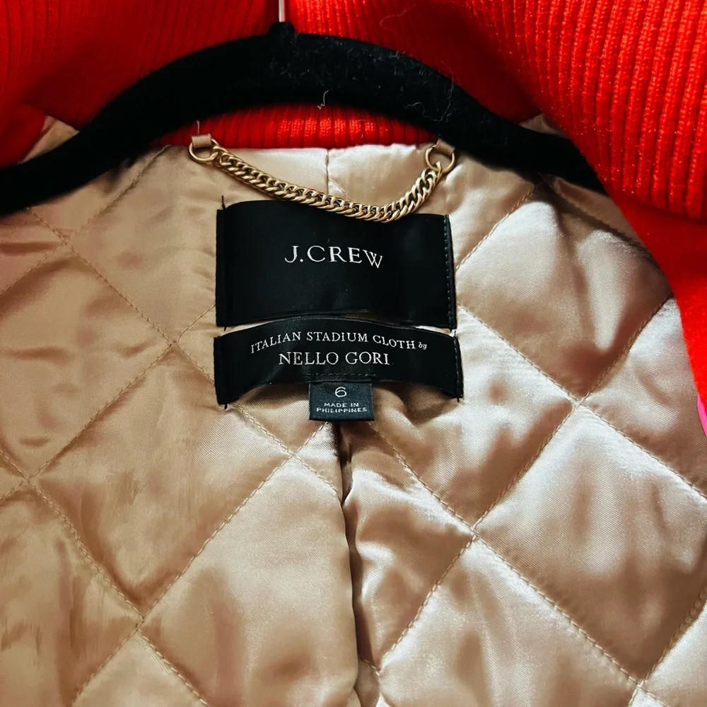 J. Crew Italian Stadium Cloth wool blend red coat, size 6 - Picture 4 of 7